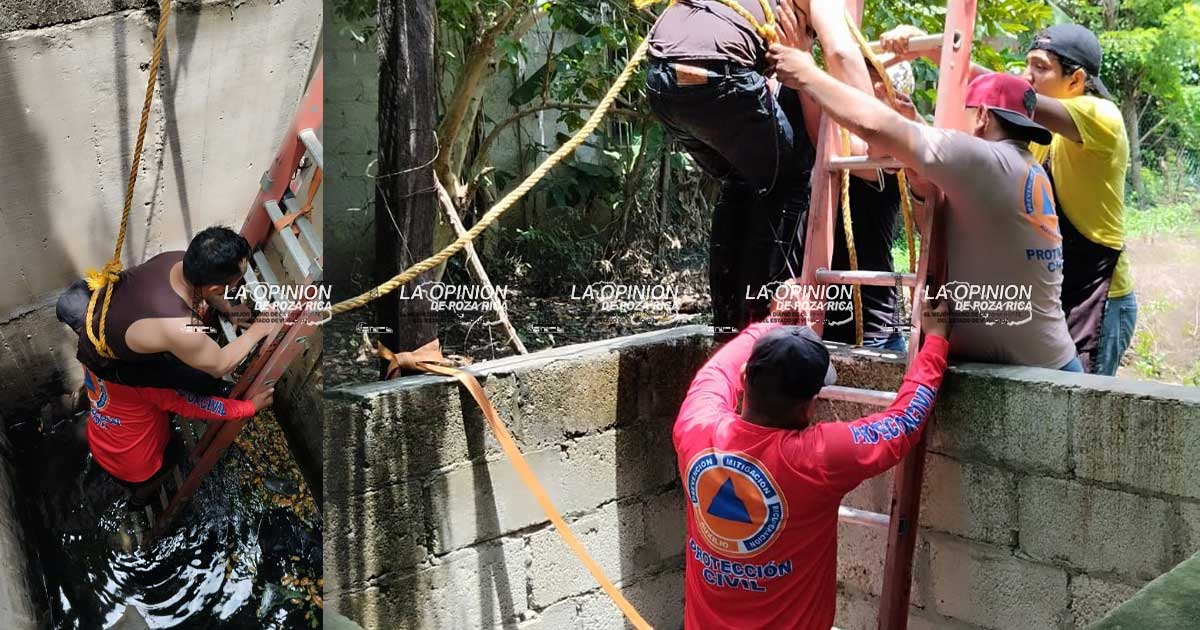 Rescatan a hombre que cayó en un pozo Rescatan a hombre que cayó en un pozo