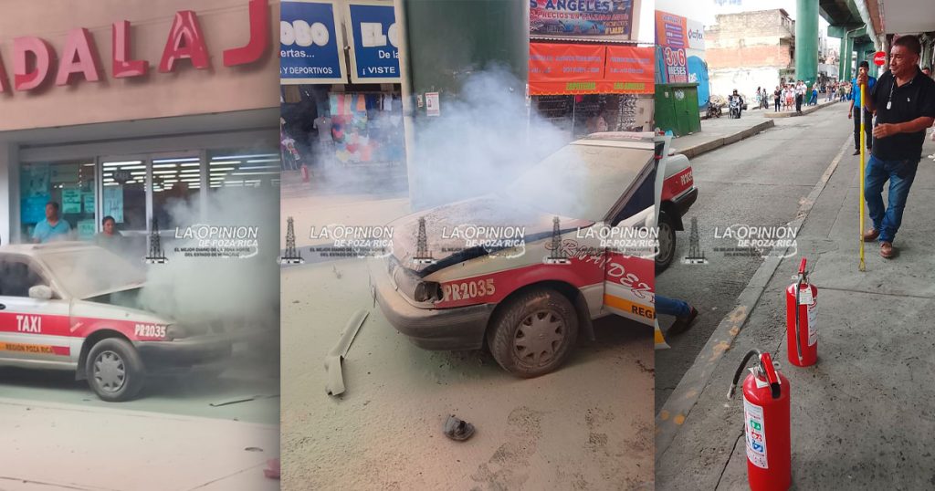 Se incendia taxi en Ruiz Cortines Se incendia taxi en Ruiz Cortines