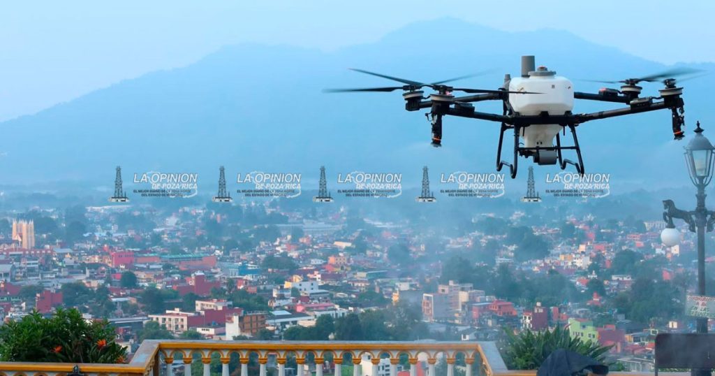 Fumigación con drones en El Tabacal para combatir el dengue Fumigación con drones en El Tabacal para combatir el dengue