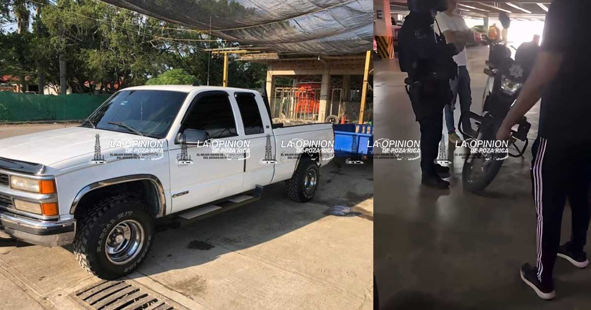 Se roban camioneta en Plaza Crystal