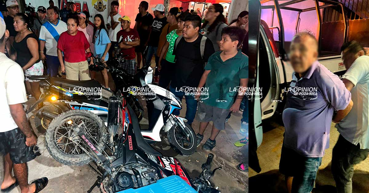 Ebrio derribó cinco motos
