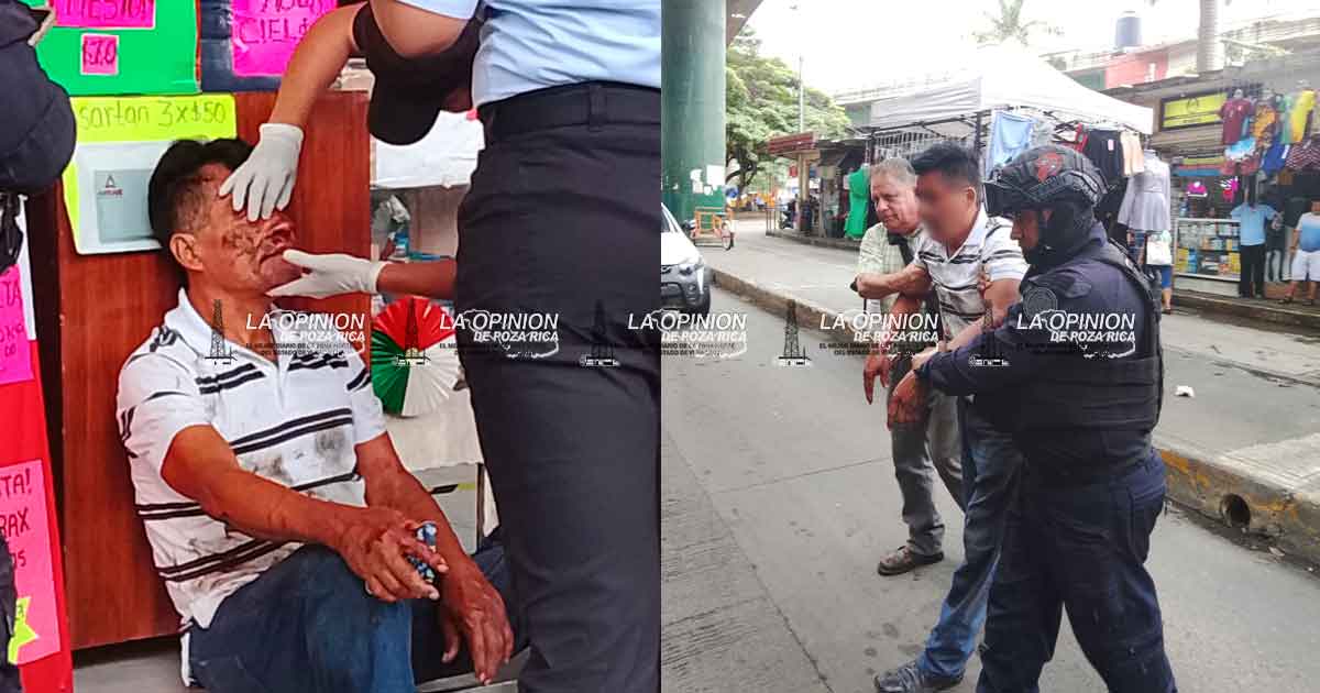 Golpeo con banqueta frente a mercado Golpeo con banqueta frente a mercado