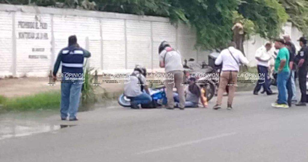 Motociclista derrapa en Central Poniente Motociclista derrapa en Central Poniente