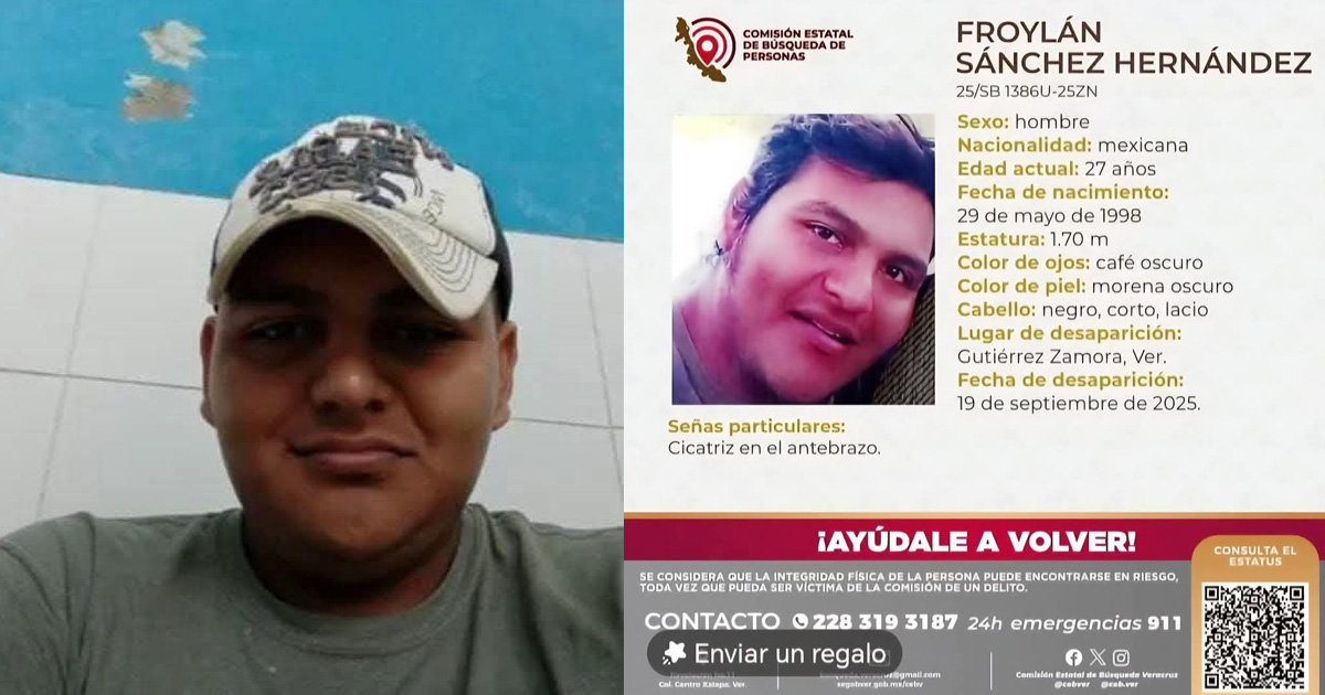 Familia de Gutiérrez Zamora busca a Froylán, joven con cuatro días desaparecido