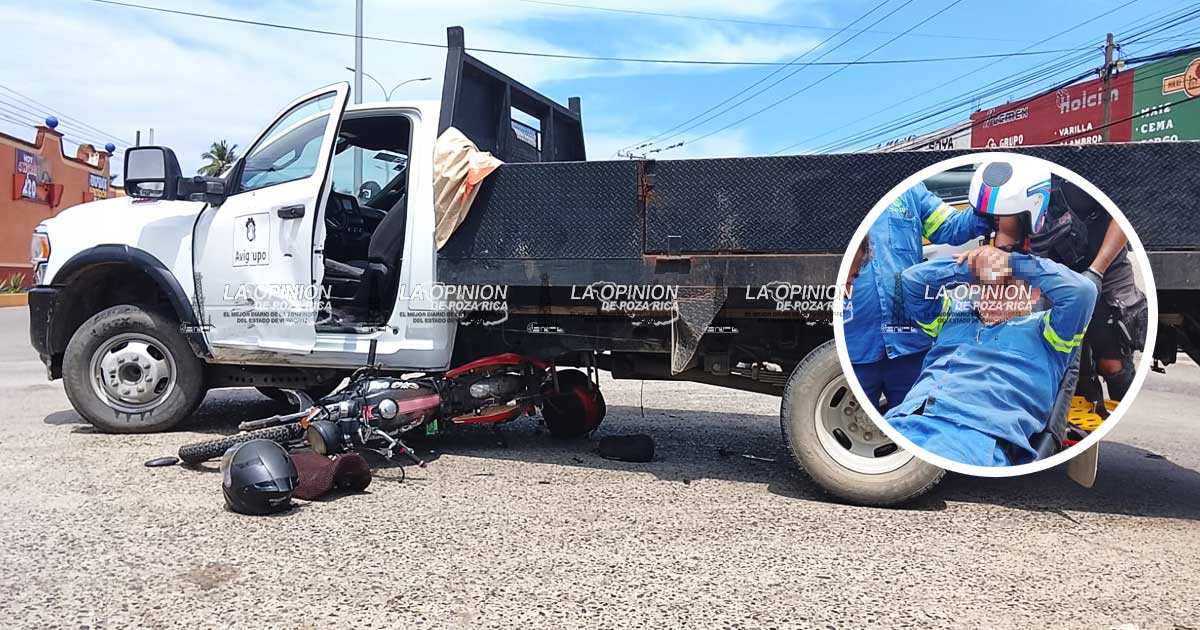 Motociclista derribado por camioneta Motociclista derribado por camioneta