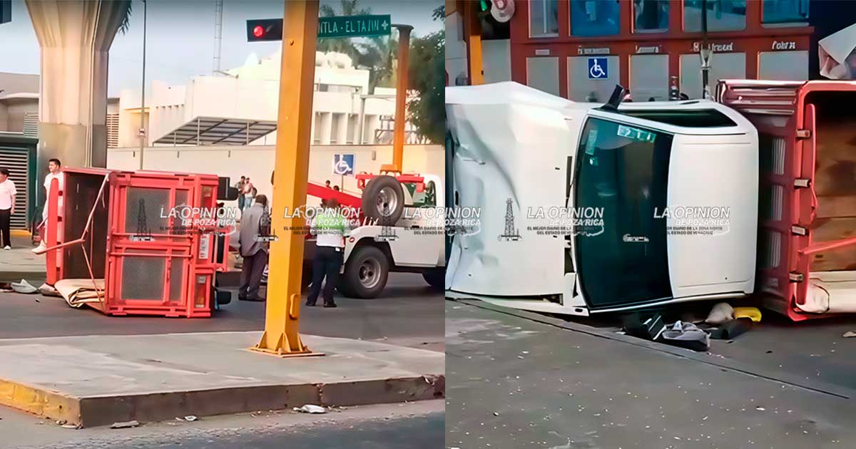 Volcó en plena zona centro