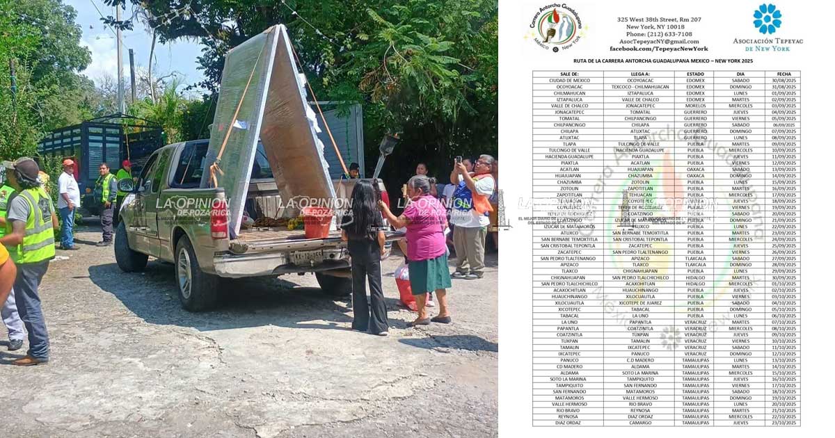 Ruta oficial de la Carrera Antorcha Guadalupana México - New York 2025