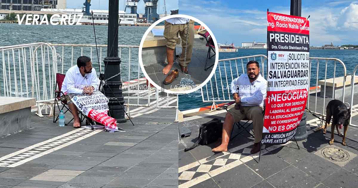 Se encadena maestro tras negarse la SEV a pagarle seguro por invalidez