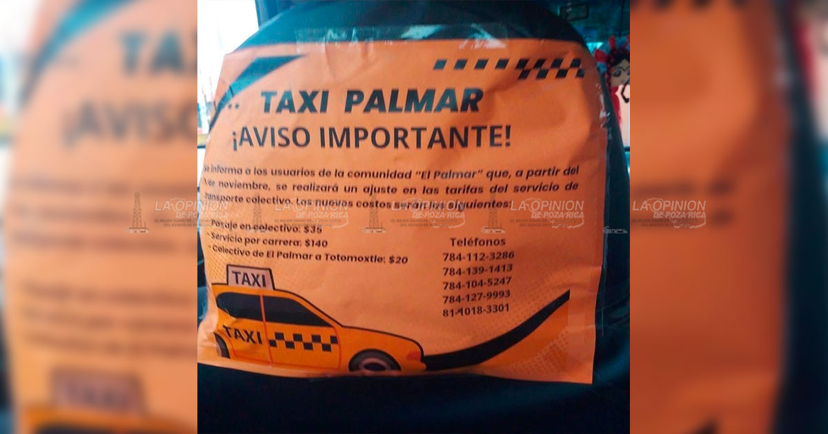 Alistan aumento al pasaje en taxi