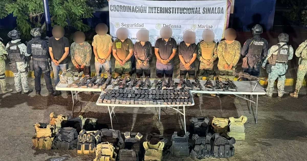 Aseguran arsenal tras balacera en Culiacán; hay nueve detenidos Aseguran arsenal tras balacera en Culiacán; hay nueve detenidos