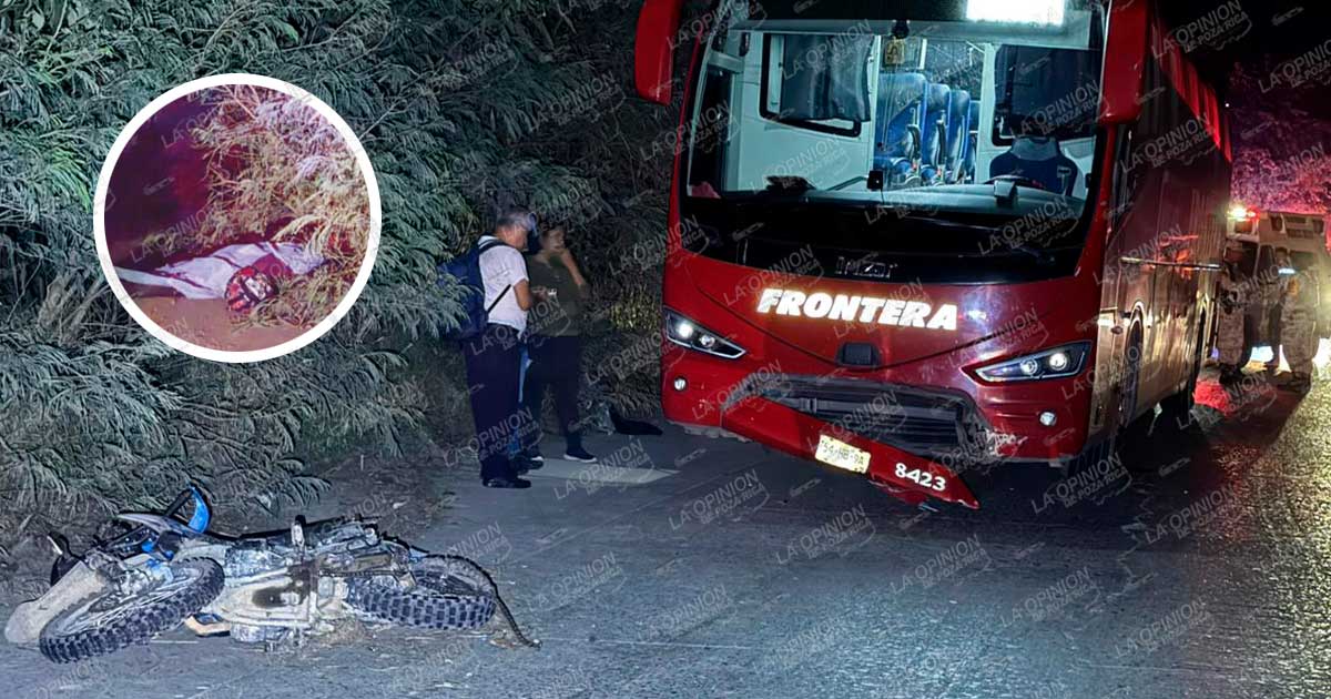 Se mata motociclista al chocar contra autobús Se mata motociclista al chocar contra autobús