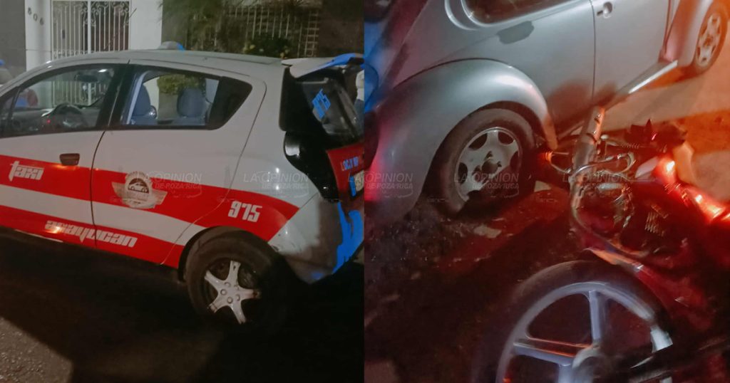 Ebrio motociclista acabó estrellado en un taxi