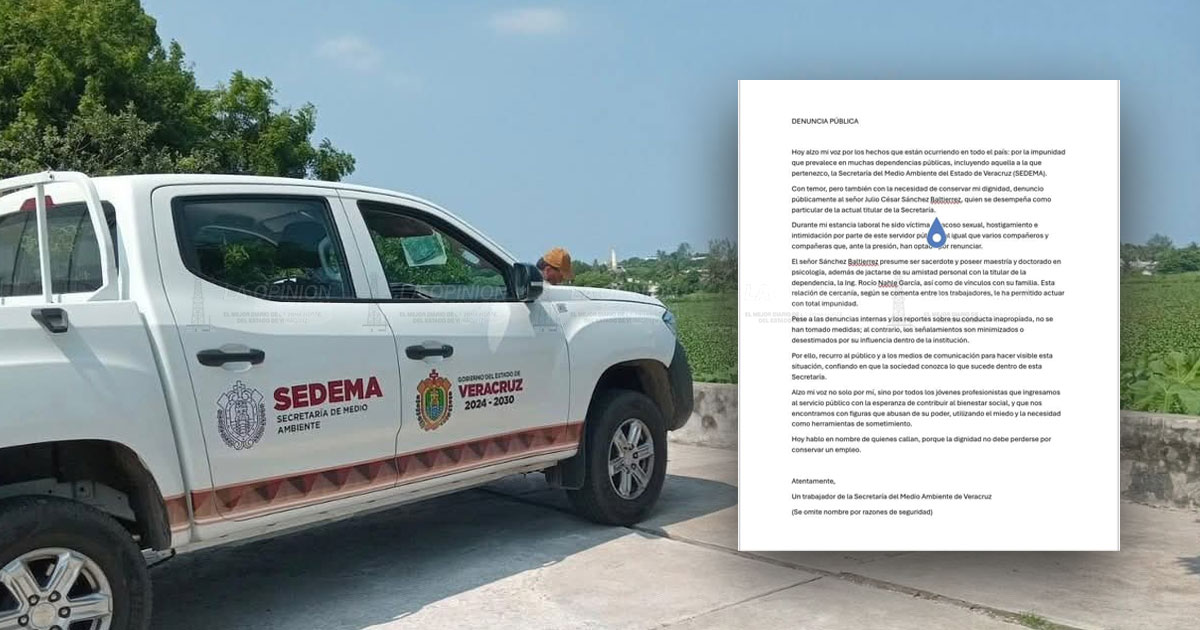 Denuncian a funcionario de Sedema por presunto acoso sexual Denuncian a funcionario de Sedema por presunto acoso sexual