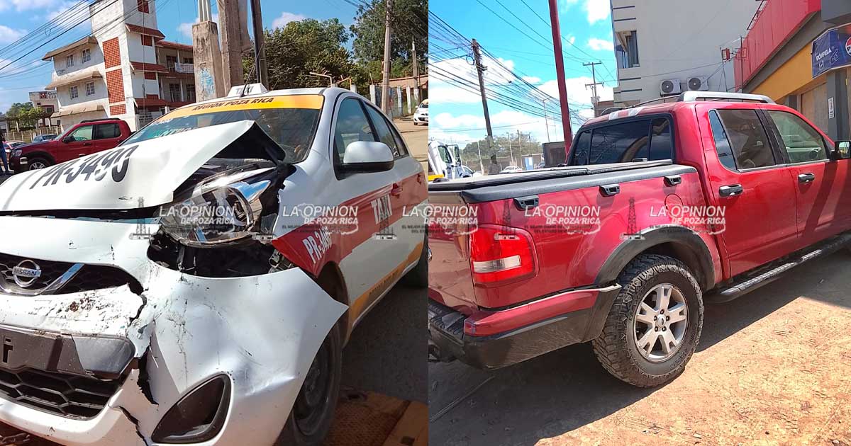 Taxi se ensarta en camioneta Ford Taxi se ensarta en camioneta Ford