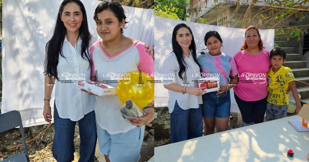 Entrega Lesli Ortiz mochilas y juguetes a niños de zona inundada Entrega Lesli Ortiz mochilas y juguetes a niños de zona inundada
