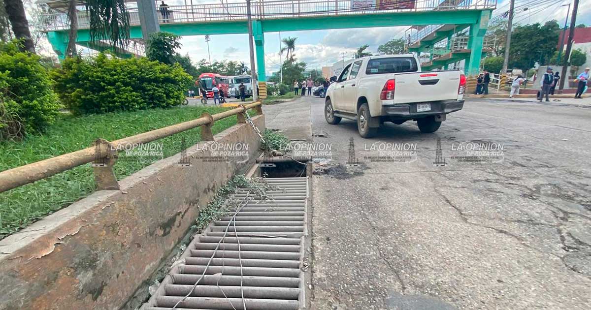 Traga-tormentas es un peligro por el robo de un tramo de fierro Traga-tormentas es un peligro por el robo de un tramo de fierro