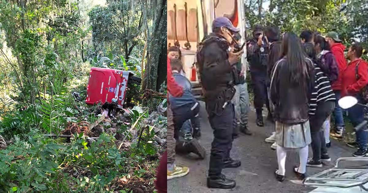 Estudiantes lesionados tras volcadura de camión Estudiantes lesionados tras volcadura de camión