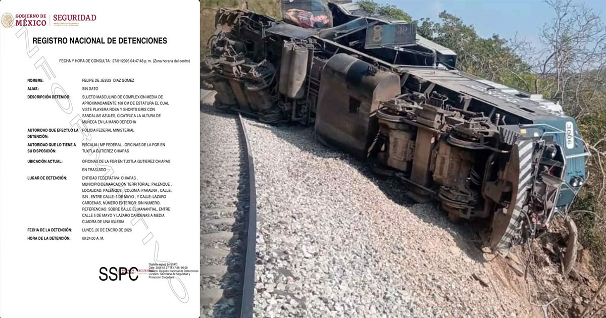 Detienen al conductor del Tren Interoceánico tras descarrilamiento Detienen al conductor del Tren Interoceánico tras descarrilamiento