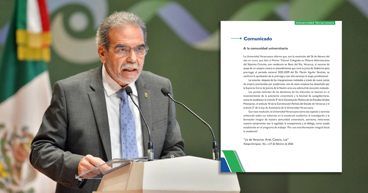 Confirma tribunal prórroga del rector en la Universidad Veracruzana; concluye etapa jurisdiccional Confirma tribunal prórroga del rector en la Universidad Veracruzana; concluye etapa jurisdiccional