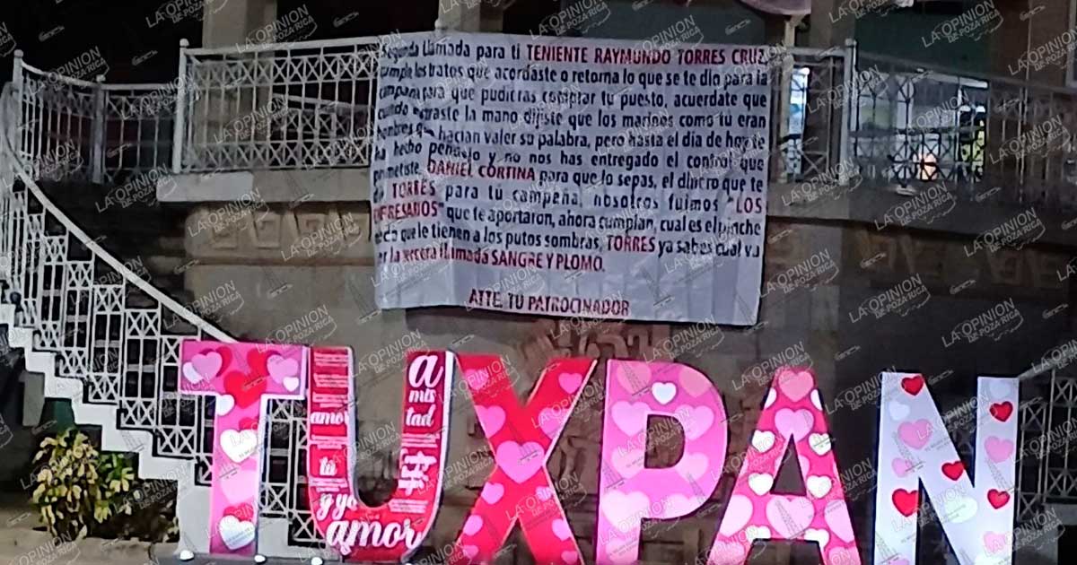 Aparecen lonas con mensajes y generan operativo de seguridad Aparecen lonas con mensajes y generan operativo de seguridad
