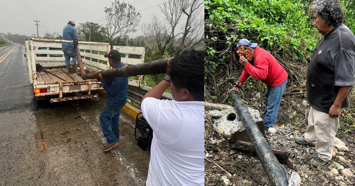 CAEV rehabilita línea de conducción y atiende fuga CAEV rehabilita línea de conducción y atiende fuga