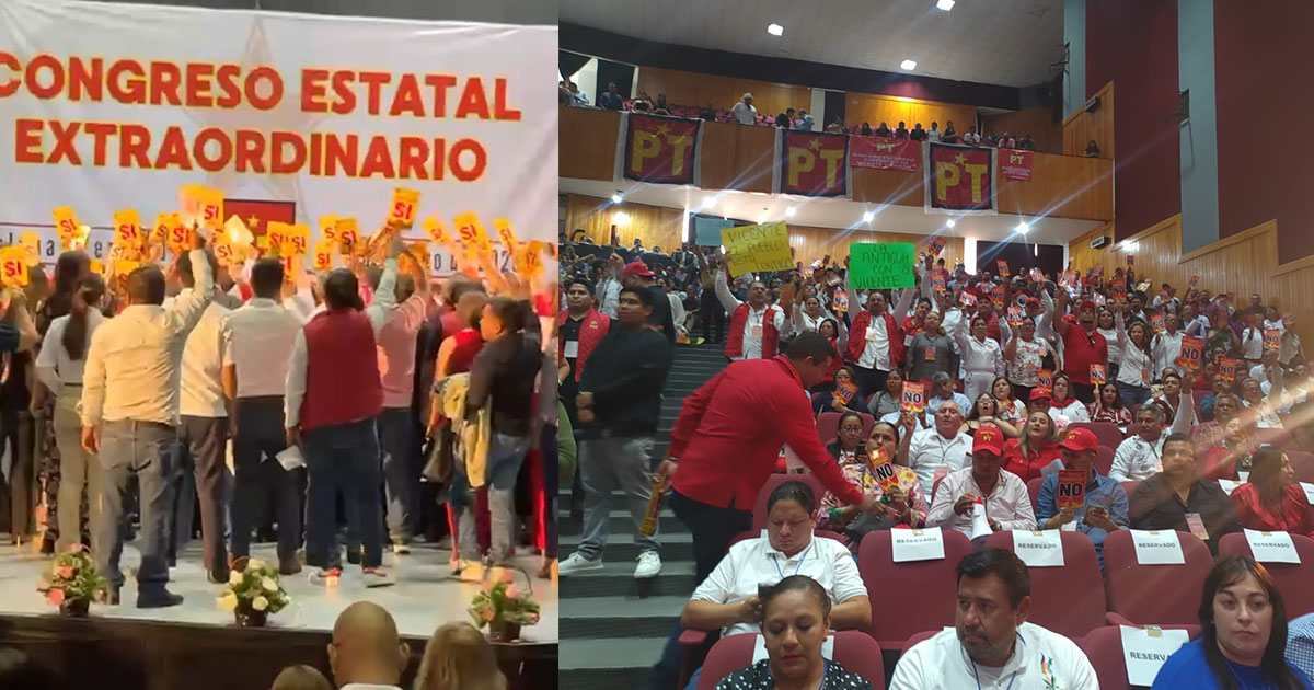 Militantes del PT en Veracruz suspenden Congreso Estatal Extraordinario tras inconformidad por propuesta de dirigente Militantes del PT en Veracruz suspenden Congreso Estatal Extraordinario tras inconformidad por propuesta de dirigente