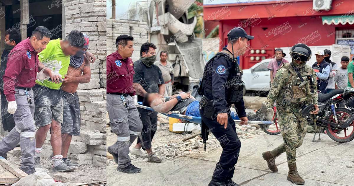 Albañiles caen de una construcción Albañiles caen de una construcción