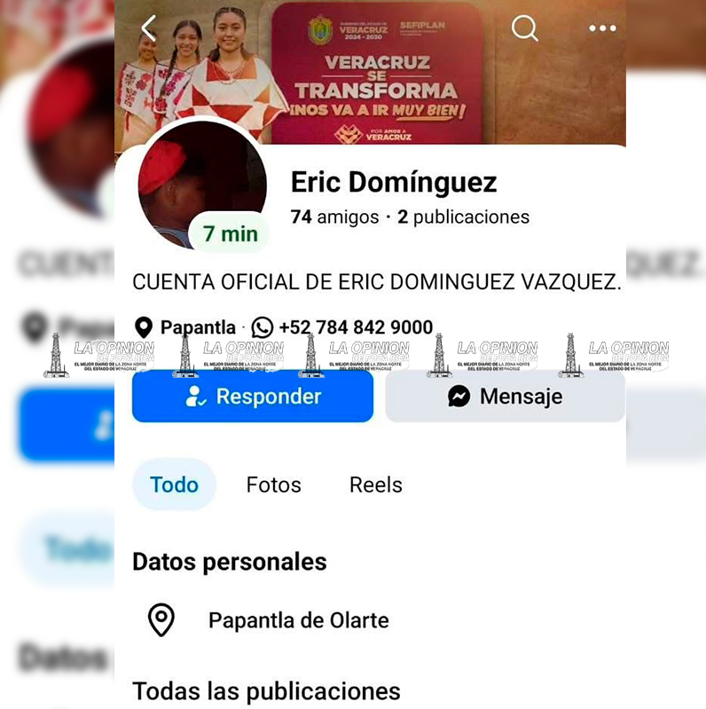 Eric Domínguez, alerta sobre perfil falso