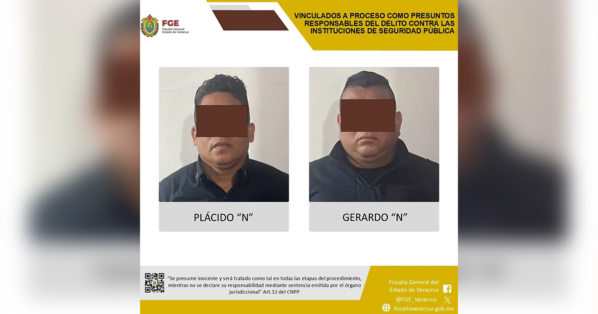 Vinculan a proceso a mando policíaco de Tecolutla y su segundo; seguirán en prisión preventiva