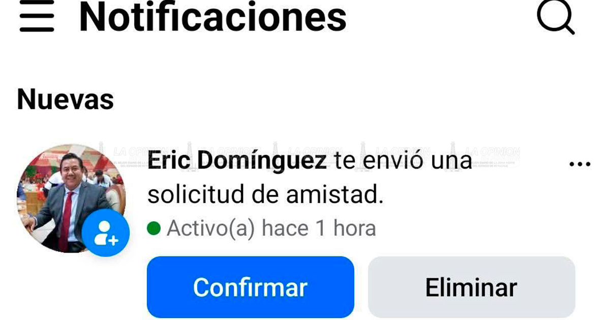 Eric Domínguez, alerta sobre perfil falso