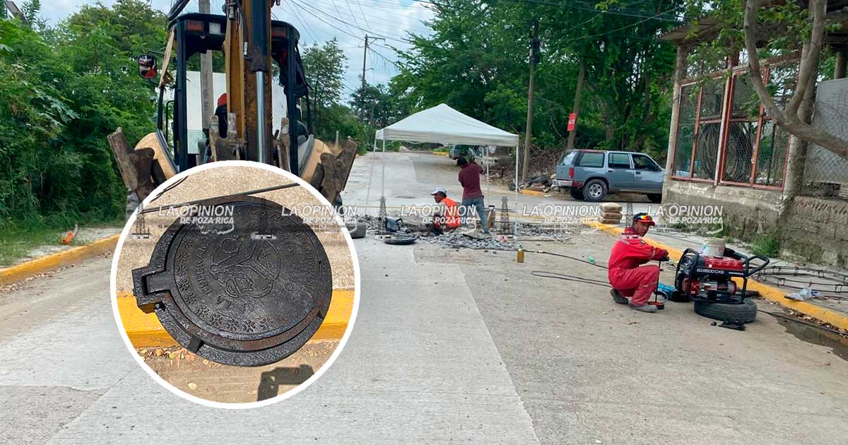 Gobierno de Poza Rica instala mil tapaderas de drenajes afectados Gobierno de Poza Rica instala mil tapaderas de drenajes afectados