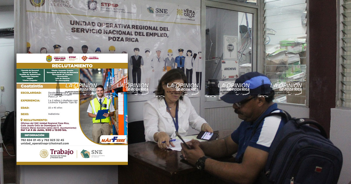 Ofertan varias vacantes para laborar en una empresa de Coatzintla Ofertan varias vacantes para laborar en una empresa de Coatzintla