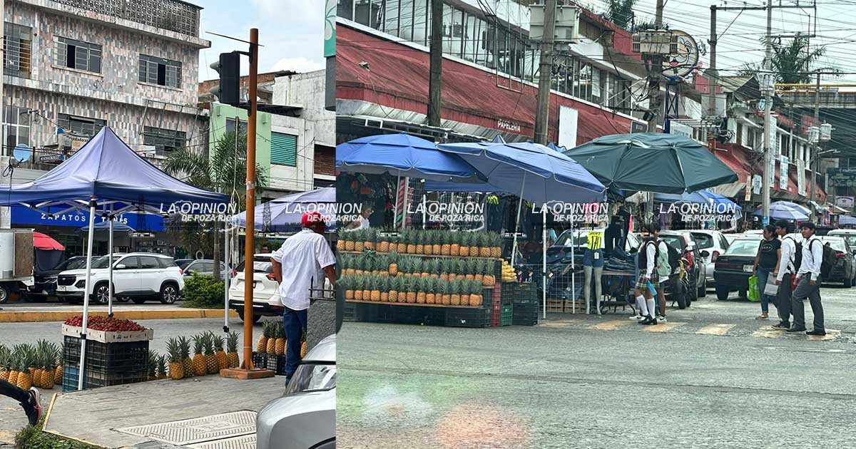 Comercios obstruyen señalética vial y semáforos peatonales en la zona centro Comercios obstruyen señalética vial y semáforos peatonales en la zona centro