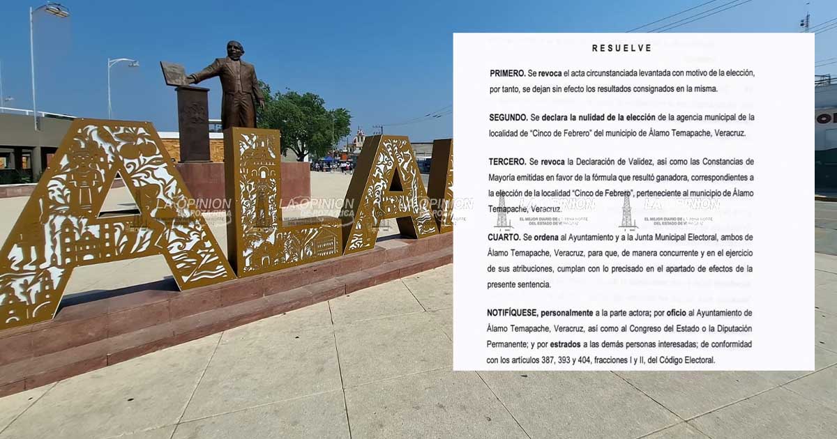 Tribunal anula elección de agencia municipal