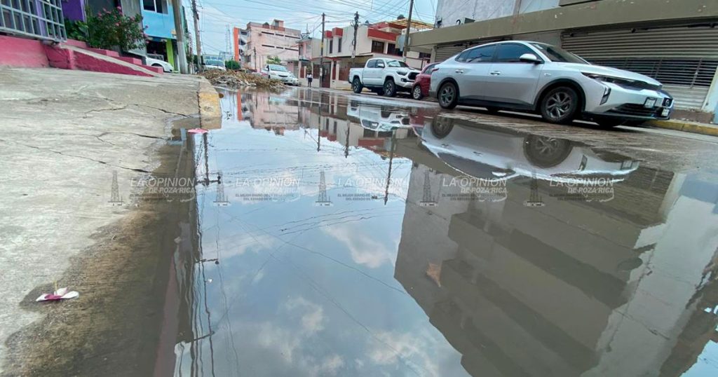 Vecinos de la colonia Tajín reportan fuga de agua y peligrosos agujeros