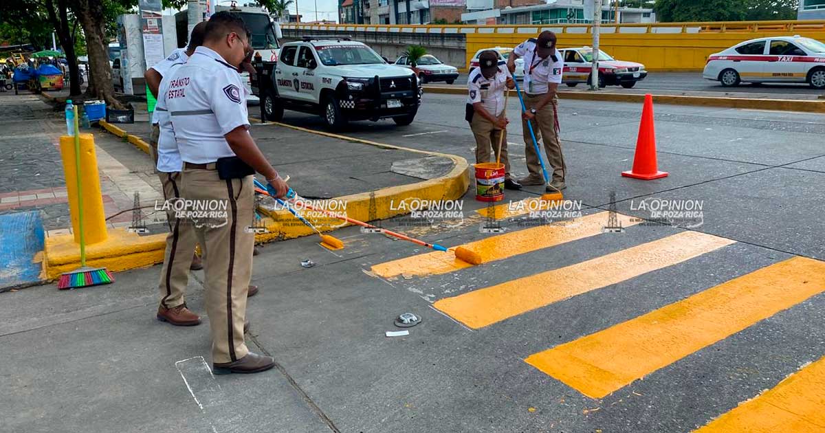 Refuerzan seguridad vial con balizamiento estratégico Refuerzan seguridad vial con balizamiento estratégico