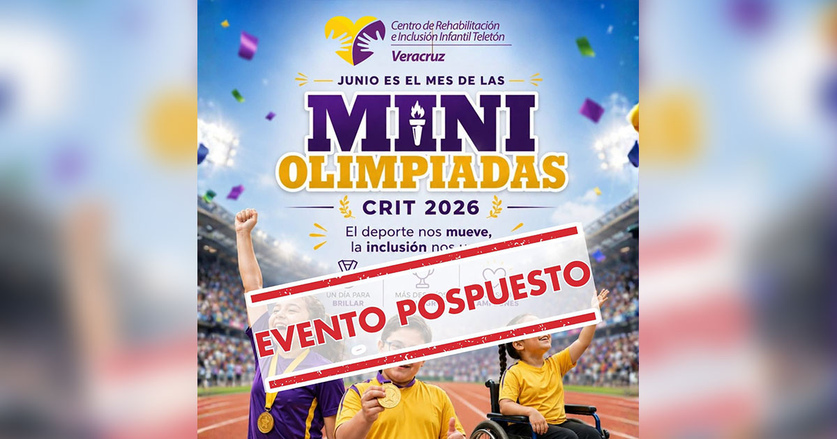 Mini Olimpiadas Infantiles 2026 del CRIT Veracruz serán reprogramadas para noviembre por altas temperaturas Mini Olimpiadas Infantiles 2026 del CRIT Veracruz serán reprogramadas para noviembre por altas temperaturas