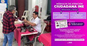 Anuncia INE fechas y sedes de módulos de atención ciudadana