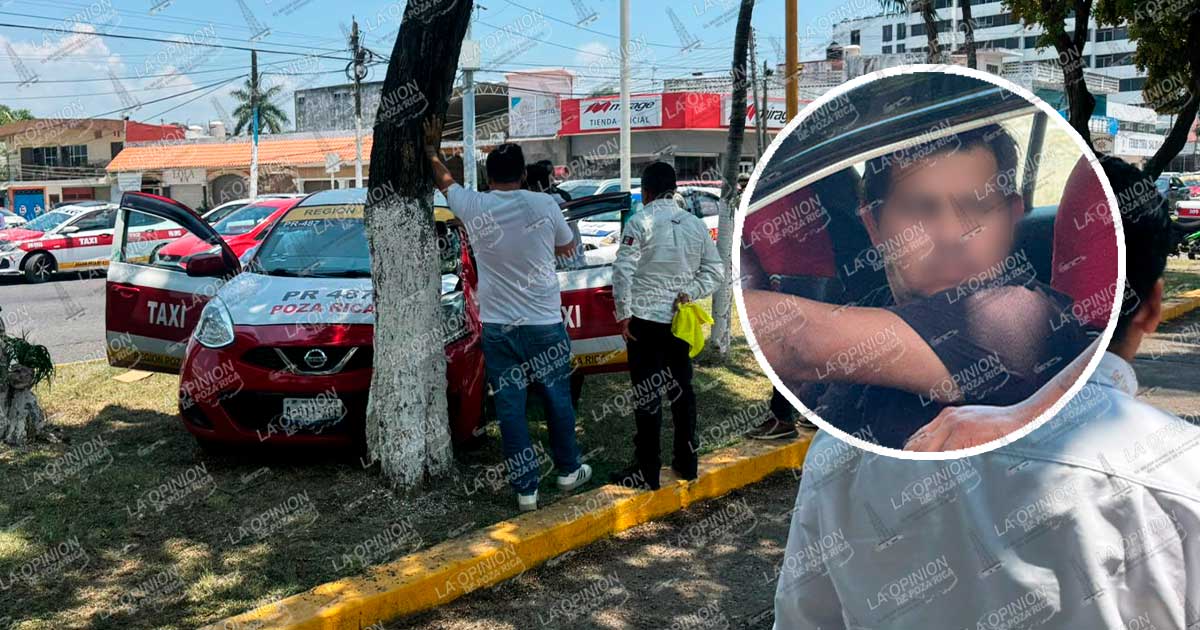 Taxista sufre convulsión y choca contra un árbol Taxista sufre convulsión y choca contra un árbol
