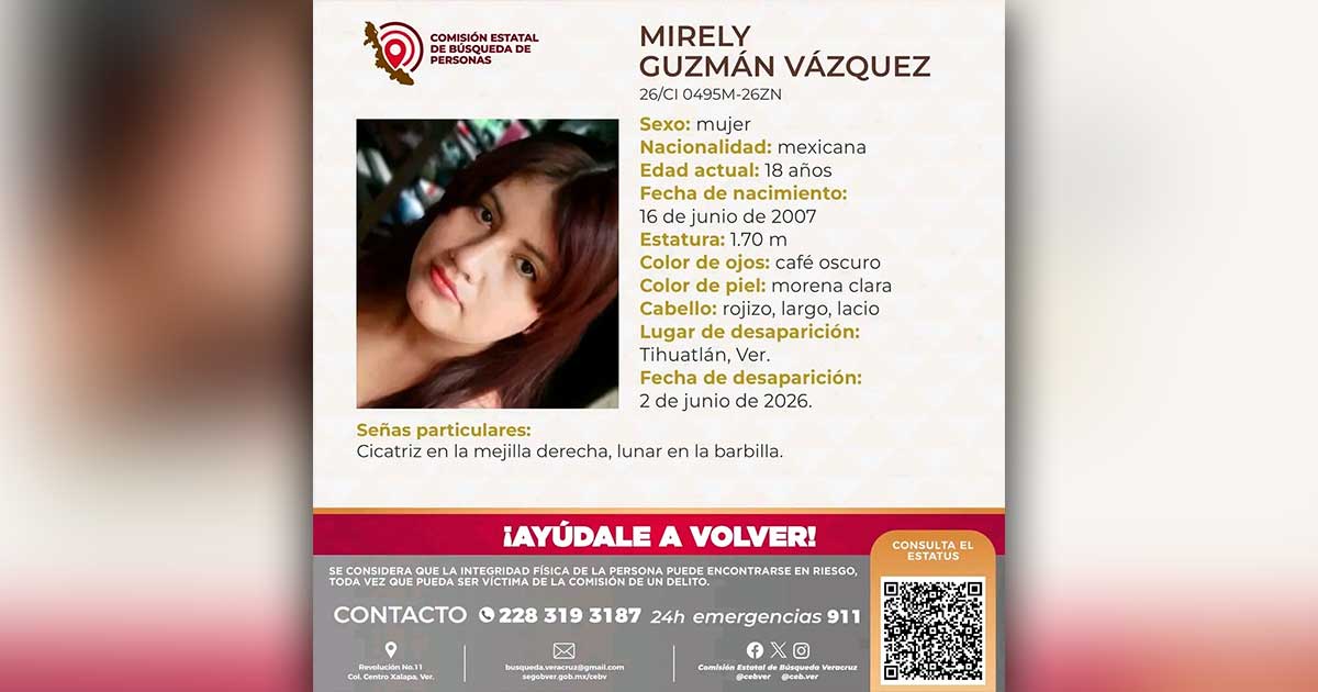 Emiten ficha de búsqueda para localizar a una joven