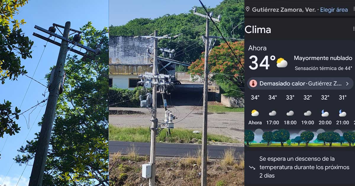 Altas temperaturas provocan fallas en transformadores y dejan sin energía a comunidades de Gutiérrez Zamora Altas temperaturas provocan fallas en transformadores y dejan sin energía a comunidades de Gutiérrez Zamora