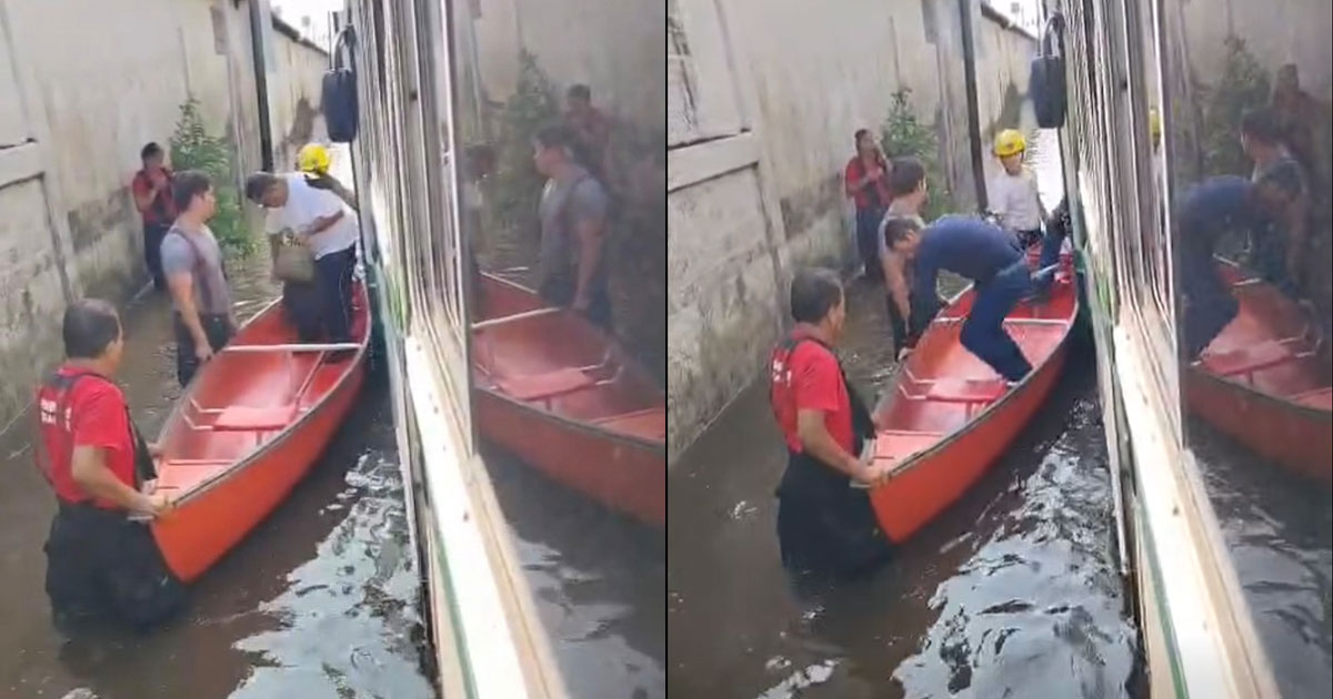 Rescatan pasajeros de autobús inundado Rescatan pasajeros de autobús inundado