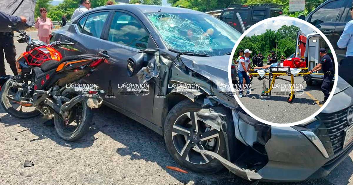 2 personas lesionadas tras accidente entre automóvil y motocicleta en la México-Tuxpan 2 personas lesionadas tras accidente entre automóvil y motocicleta en la México-Tuxpan