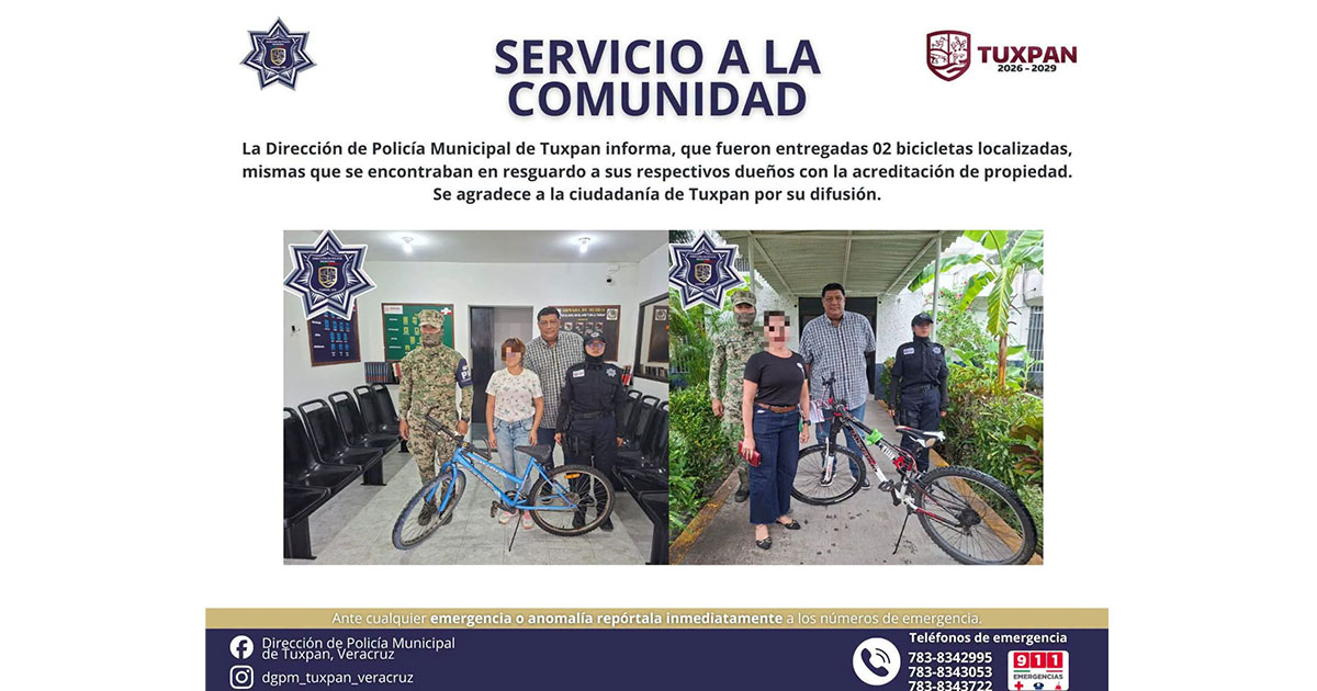Policía Municipal localiza bicicletas Policía Municipal localiza bicicletas