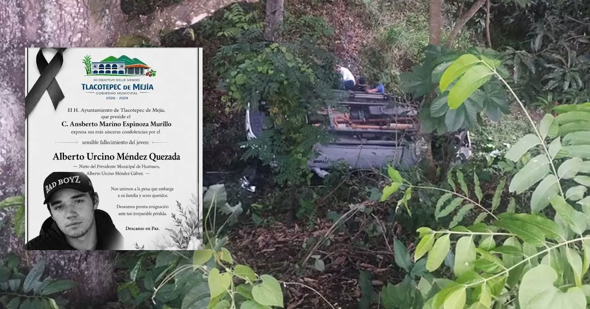 Muere nieto del alcalde de Huatusco tras caer su vehículo a un barranco en la carretera Tlaltetela-Coatepec Muere nieto del alcalde de Huatusco tras caer su vehículo a un barranco en la carretera Tlaltetela-Coatepec