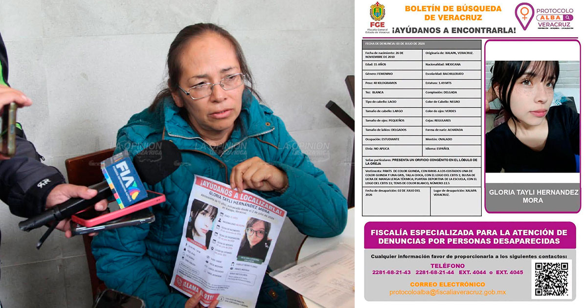 Familia de adolescente desaparecida pide intervención de la gobernadora Rocío Nahle