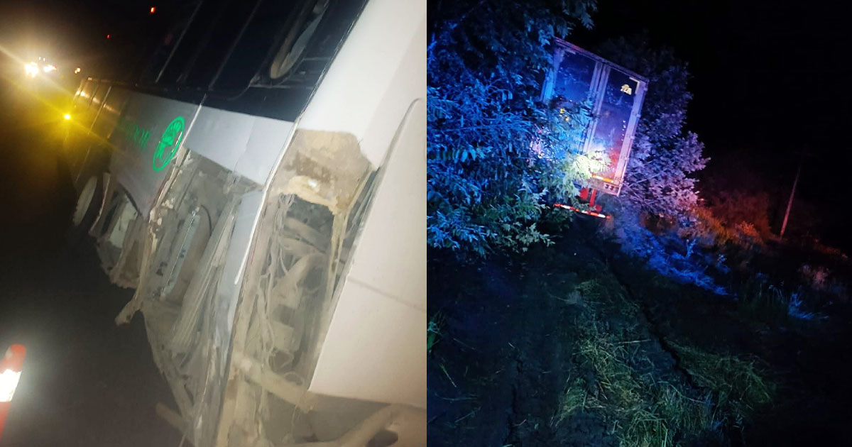 Choque entre tráiler y autobús moviliza a cuerpos de auxilio