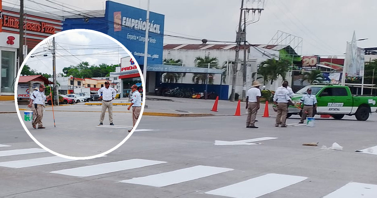 Tránsito del Estado refuerza la seguridad vial con trabajos de balizamiento en Coatzintla Tránsito del Estado refuerza la seguridad vial con trabajos de balizamiento en Coatzintla