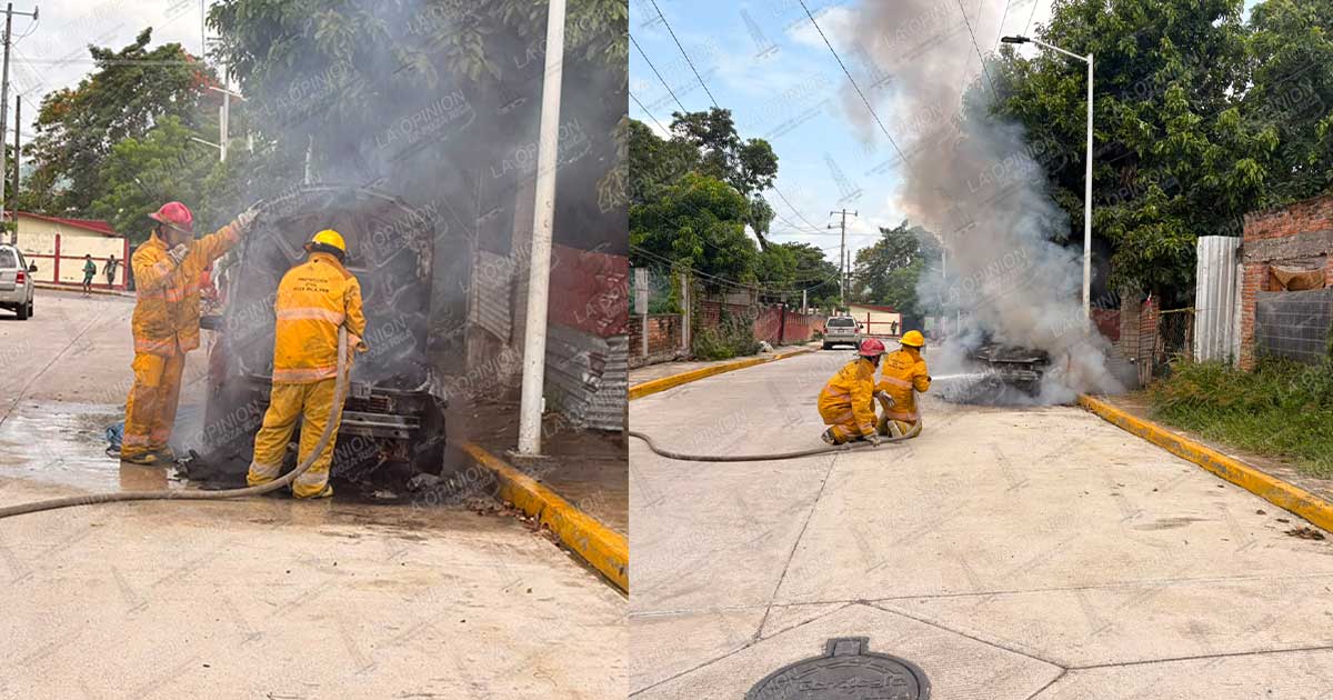 Incendio consume automóvil abandonado en la colonia La Ceiba