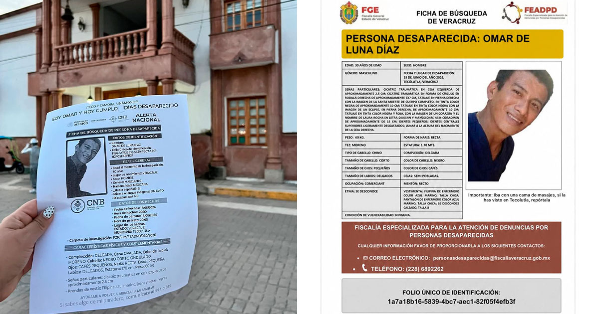 A un mes de la desaparición de Omar de Luna, su familia denuncia lentitud en las investigaciones y pide mayor apoyo de las autoridades A un mes de la desaparición de Omar de Luna, su familia denuncia lentitud en las investigaciones y pide mayor apoyo de las autoridades